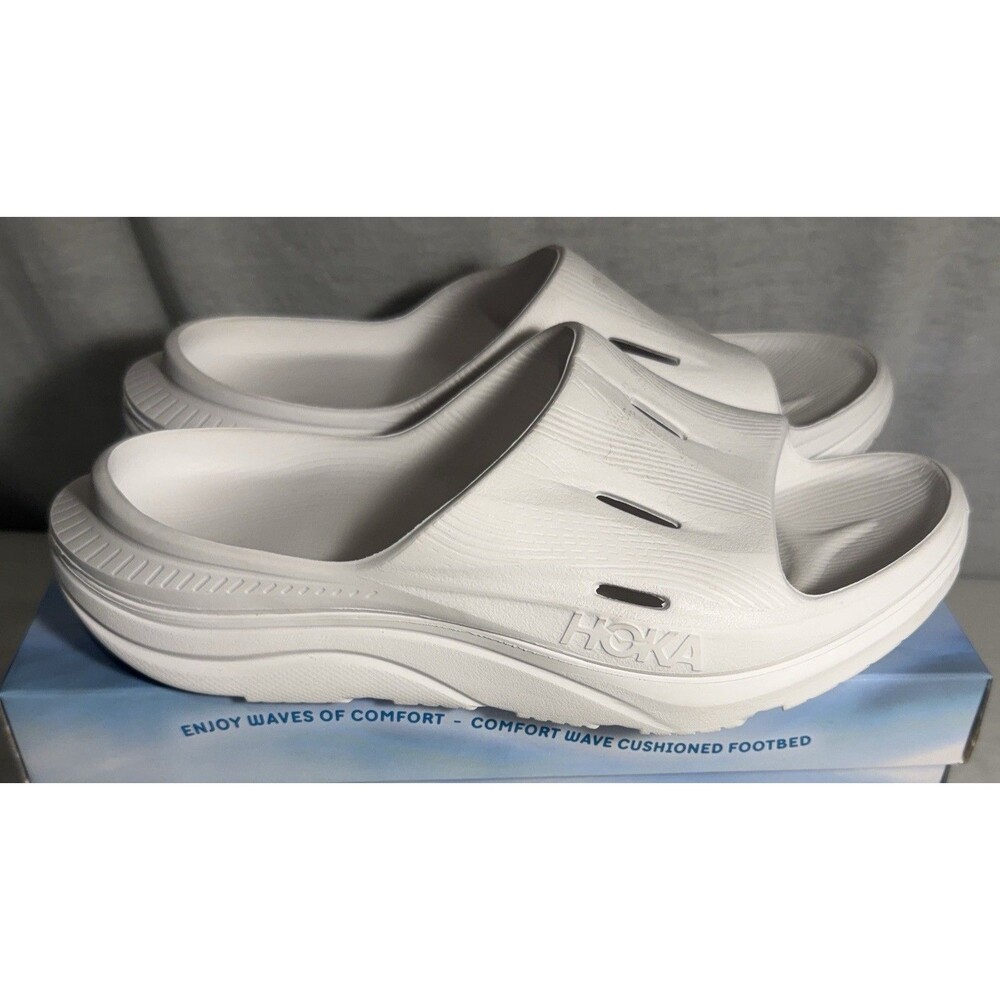 NEW NWOT HOKA Ora Recovery Slides Slide Slip Ons Sandals White Mens 8 Womens 10